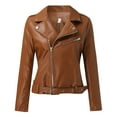 thumbnail image 7 of Leather Jacket Women Plus Size Fashion Long Sleeve Zipper Fitted Artificial Leather Coat Fall Short Slim Coat Jackets for Women Brown S, 7 of 7
