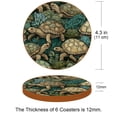 thumbnail image 3 of Turtle Set of 6 Round Microfiber Leather Coasters, 11x11 cm/4.3x4.3 inch Drink Coasters for Table Home Decor, 3 of 6