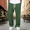 thumbnail image 2 of Mohiass Waffle Texture Pants Men Drawstring Wide Leg Hippie Pants Lightweight Breathable Hiking Sweatpants Lounge Trousers Dark Green S, 2 of 8