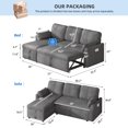 thumbnail image 6 of Dextrus 84" Convertible Sofa Bed with Storage Chaise and Pocket, L Shape Pull Out Sofa Bed, 2 in 1 Sleeper Sofa Sectional Couch for Living Room, Gray, 6 of 9