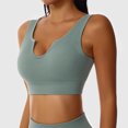 thumbnail image 2 of Sujetador de yoga sin costuras con tiras elástico en forma de U acanalado con copas extraíbles para correr azul gris M, 2 of 5