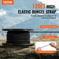 thumbnail image 2 of VEVOR 3/8 inch Bungee Cord, 120 ft/36 m Spool Heavy Duty Bungee Straps, 100% Stretch Elastic Bungee Rope for Cargo, Tarps, Camping, Kayak Deck and Crafting, Black, 2 of 9