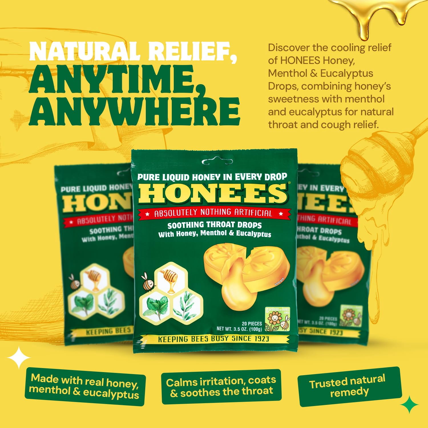 (Pack Of 12) HONEES Lozenges Original 20 Pieces