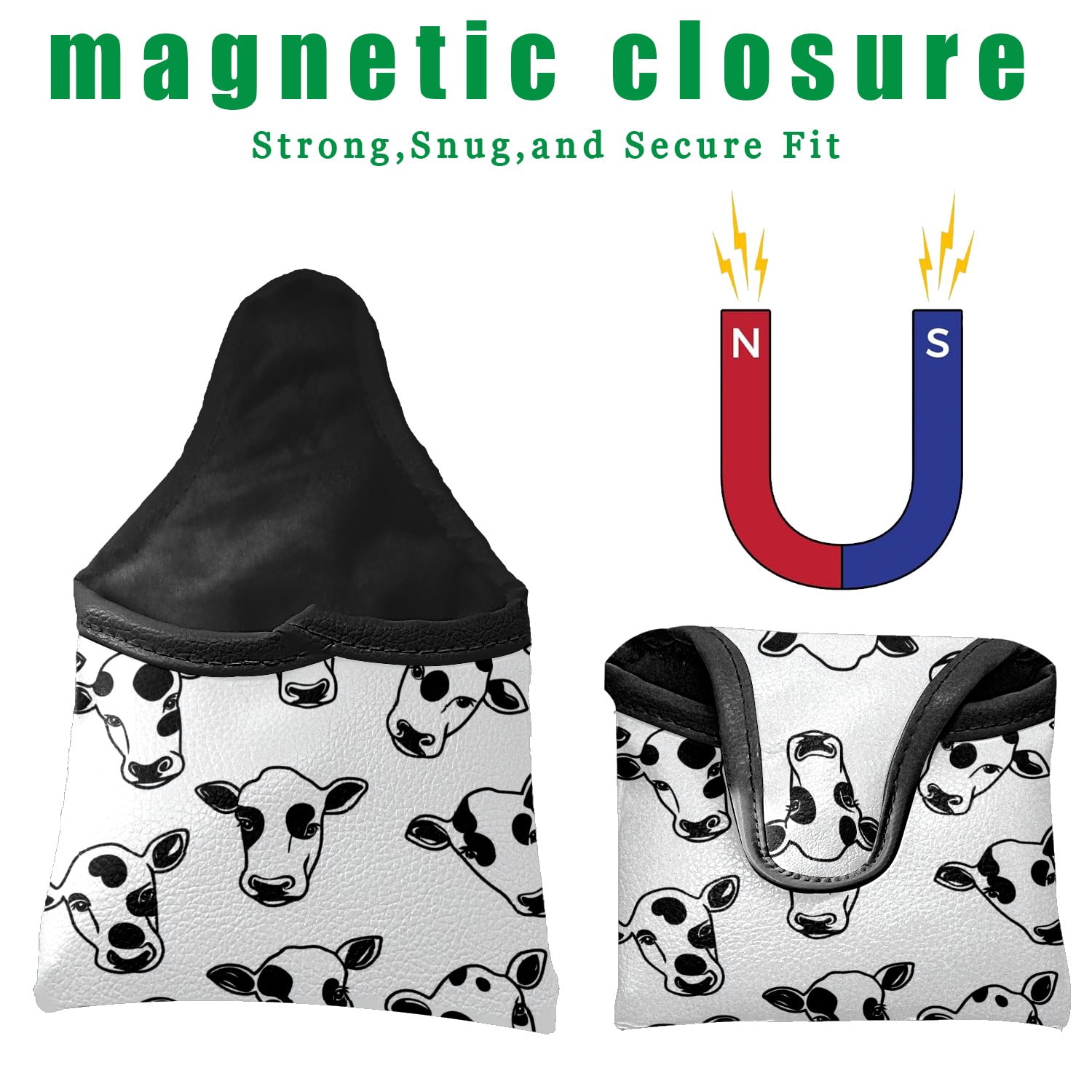 Golf Mallet Putter Cover Premium Leather Waterproof Golf Putter Head Cover with Magnetic Closure Cow Head