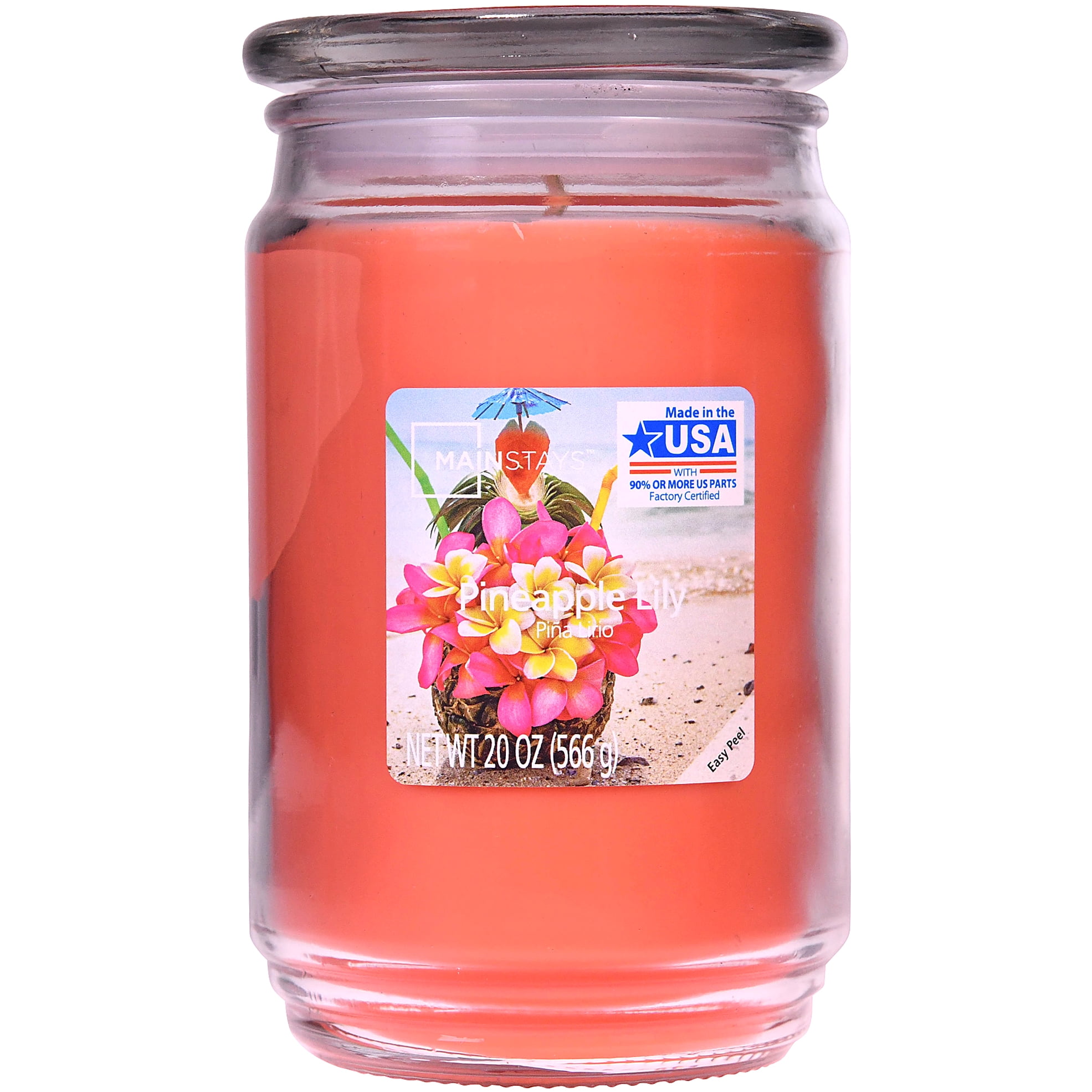Mainstays Pineapple Lily Scented SingleWick Large Glass Jar Candle, 20