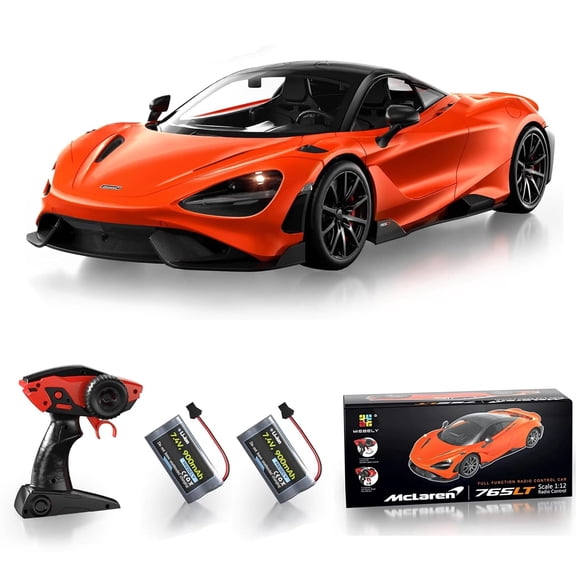 Miebely Remote Control Car,1/12 McLaren 765LT RC Car,Liscensed by McLaren,12km/h Fast Model Car Headlight for Adults Kids Gift(Orange)