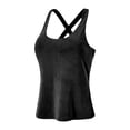 thumbnail image 4 of Camiseta sin mangas de yoga para mujer, sujetador acolchado, portátil, para entrenamiento, ejercicio, elegante, de nailon, para pilates, fitness, ropa M negro, 4 of 9