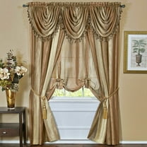 Royal Ombre Crushed Semi Sheer Complete 6 Pc. Window Curtain & Valance Set - Sandstone Gold