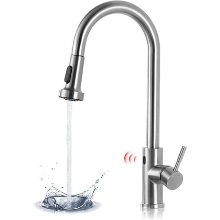 Commercial Matte Black Pull Out Spring Kitchen Faucet, Lead-Free Solid ...