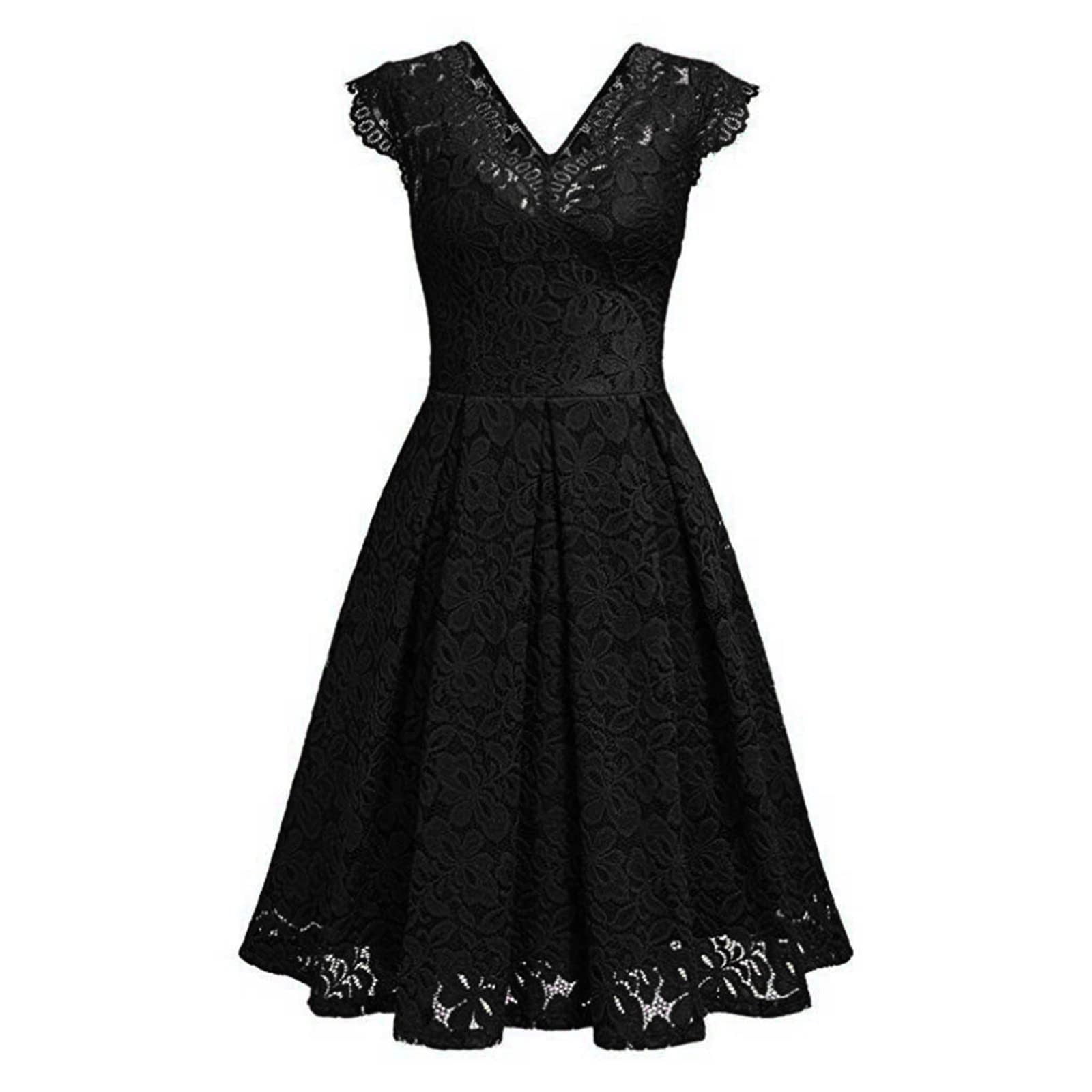 Black Dresses for Women Summer Dress Fashion Women Lace Pacthword ...