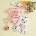 thumbnail image 2 of TOWED22 Newborn Baby Girl Clothes Mama is My Bestie Outfit Short Sleeve Romper Shorts Headband 3Pcs Summer Clothes Set Pink,0-3 M, 2 of 9