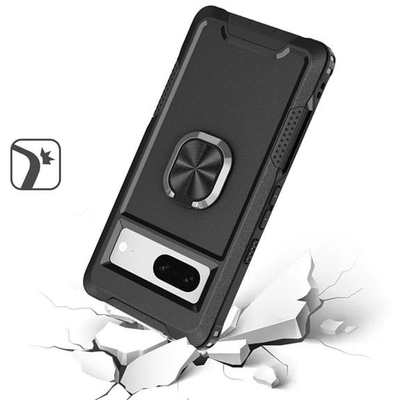 For Google Pixel 7 Pro Heavy Duty 3in1 Magnetic Ring Kickstand Stand Hybrid Shockproof Military-Grade Drop Protection Cover ,Xpm Phone Case [ Black ]