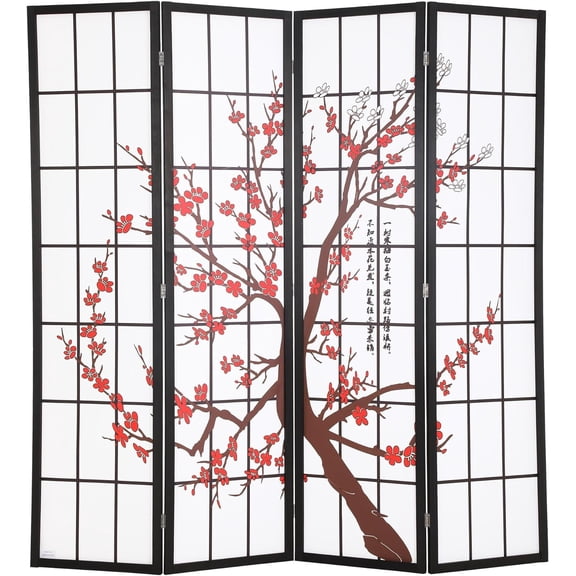 PayLessHere Room Divider 6ft Folding Privacy Divider 4 Panels Oriental Shoji Screen Room Divider Portable Freestanding Partition Screen, White