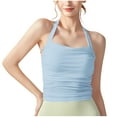thumbnail image 2 of Chiccall Womens Halter Sports Bra Workout Tops Sleeveless Double-Layer Tank Blouse Basic Tight T Shirts Blue M, 2 of 4