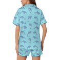 thumbnail image 4 of SKQIT Ensembles de Pyjama à Manches Courtes pour Femmes, 2 Pcs en Satin Doux Imprimé Mignon Chemise Boutonnée et Shorts, 4 of 8