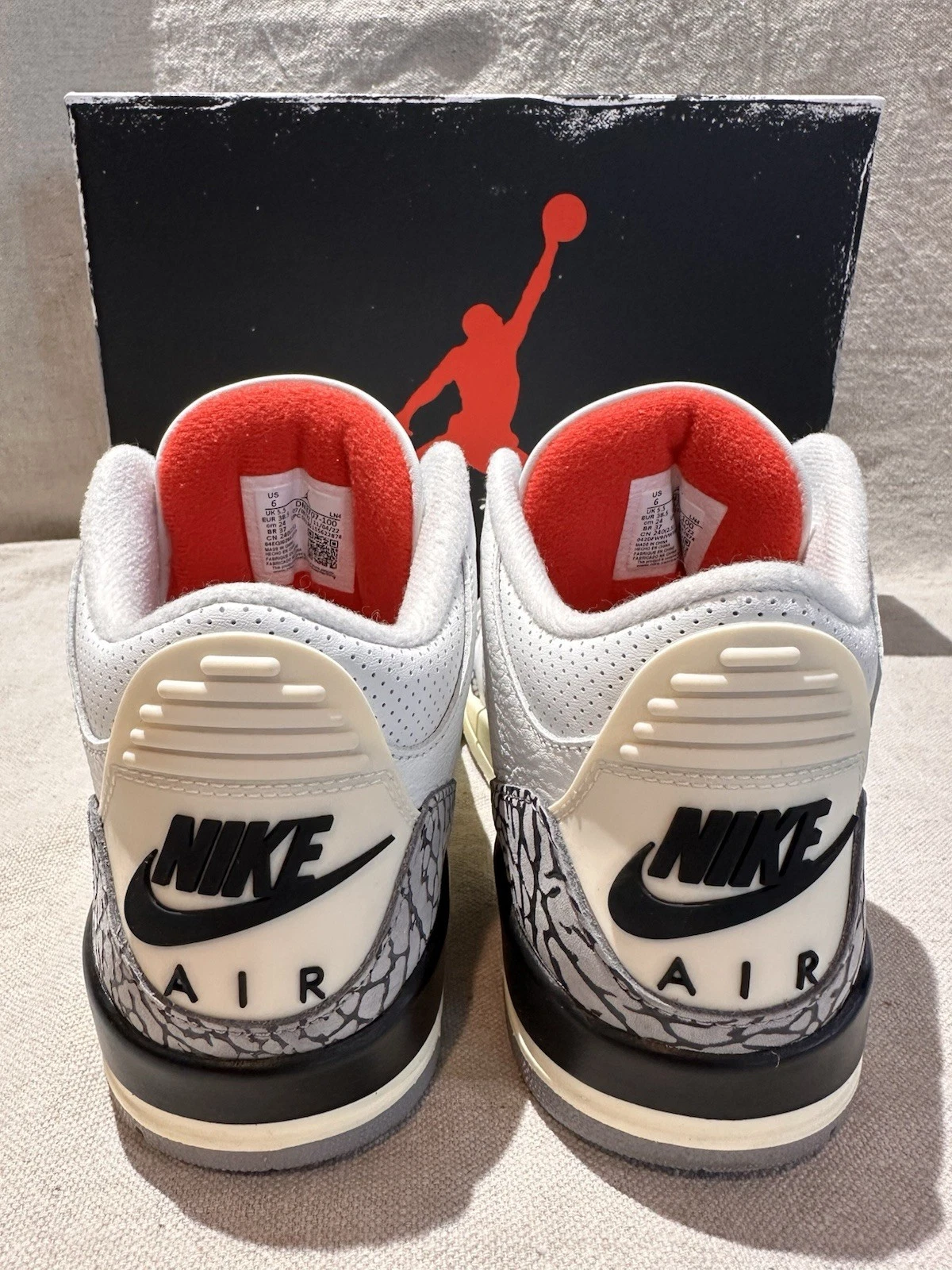 Nike Size 6 MEN'S- Air Jordan 3 Retro Mid White Cement Reimagined