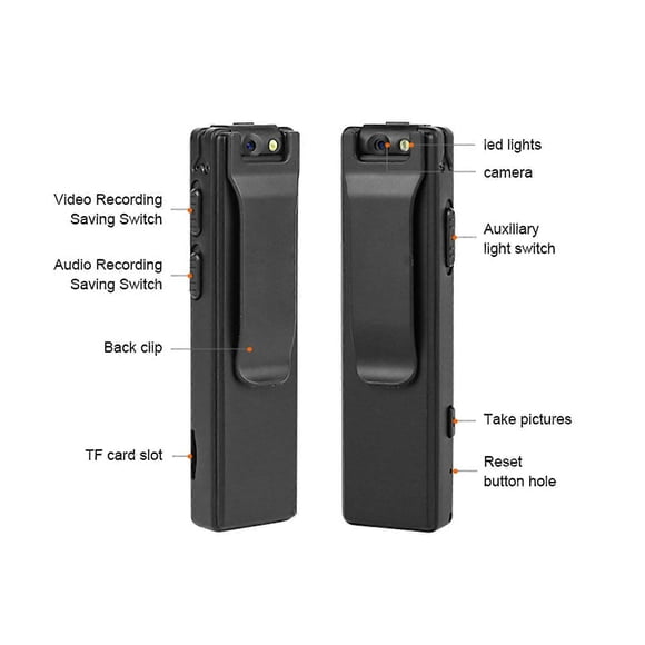 Body Mounted Camera 1080P Clip On USB Rechargeable Pocket Video Recorder for Home Office Security