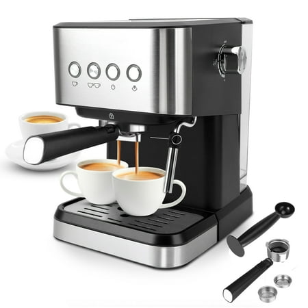 

Espresso Machine 20 Bar 1.5L Water Tank with Milk Frother Steam Stainless Steel Coffee Maker for Espresso Latte Mocha Americano 1050W Silver