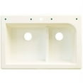 thumbnail image 3 of Transolid Radius 33in x 22in silQ Granite Drop-in Double Bowl Kitchen Sink with 2 CA Faucet Holes, In White, 3 of 4