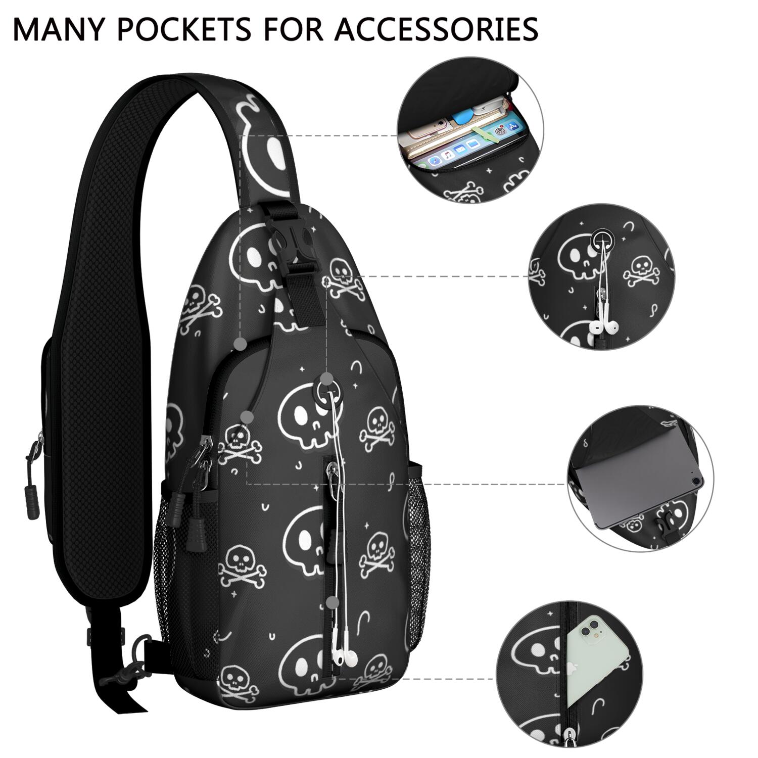 Gothic Butterfly Moon Sling Bag for Women Men Crossbody Bag Backpack Purse for Outdoor Activities Gym Hiking Sling Pack Trendy Sling Backpack
