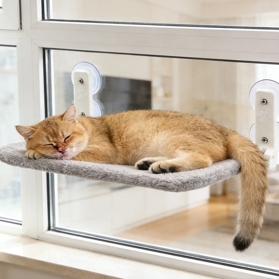 Window Mounted Hammock with Suction Cups Foldable Bed Removable Breathable Fabric Space Saving Indoor Pet Perch