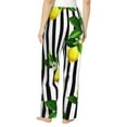 thumbnail image 3 of Junzan Lemons On Striped Women'S Pajama Pants Drawstring Comfy Sleep Bottoms With Pockets, 3 of 9