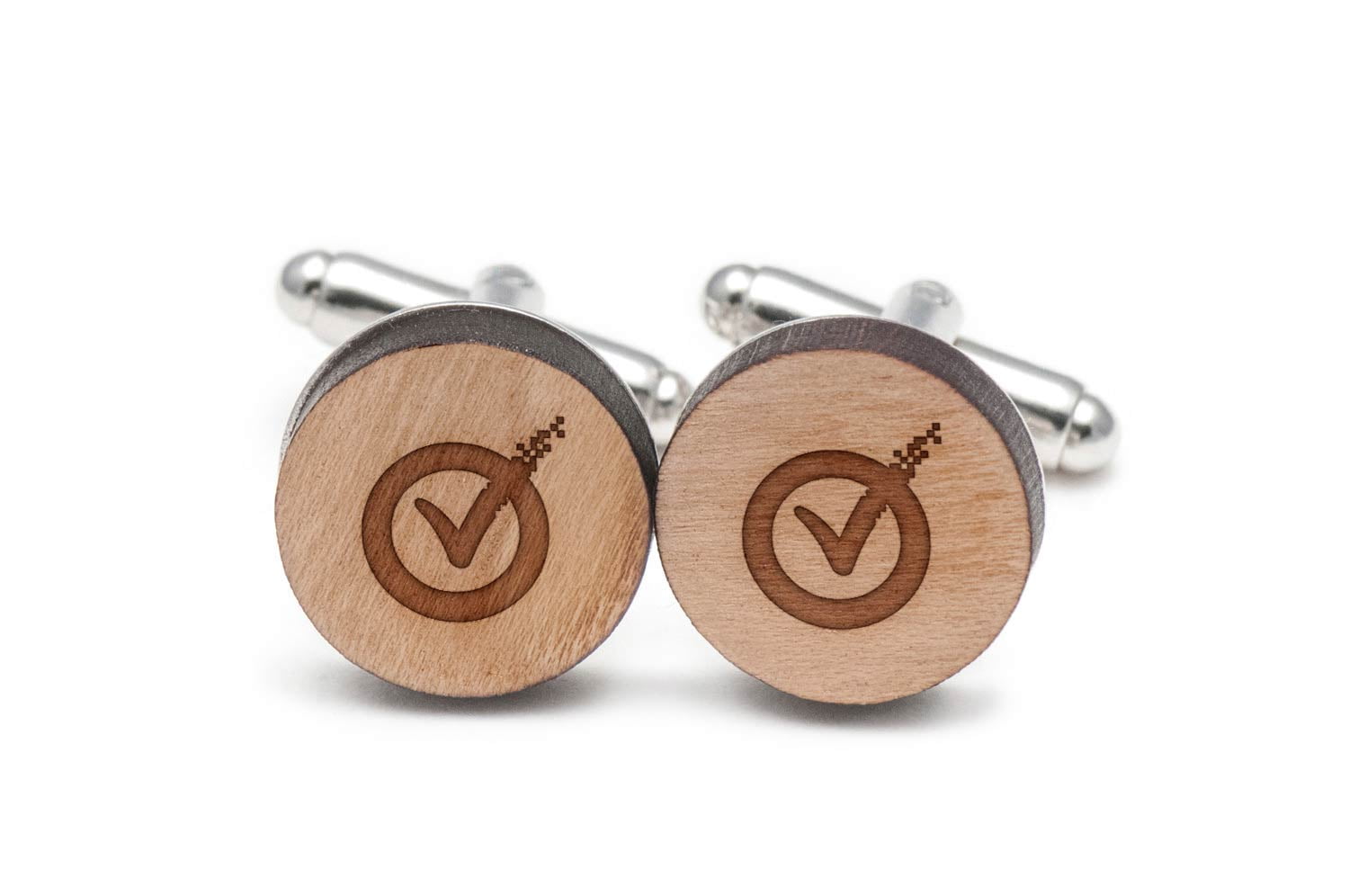 Symantec Cufflinks, Wood Cufflinks Hand Made in the USA by BigSpool Distributors