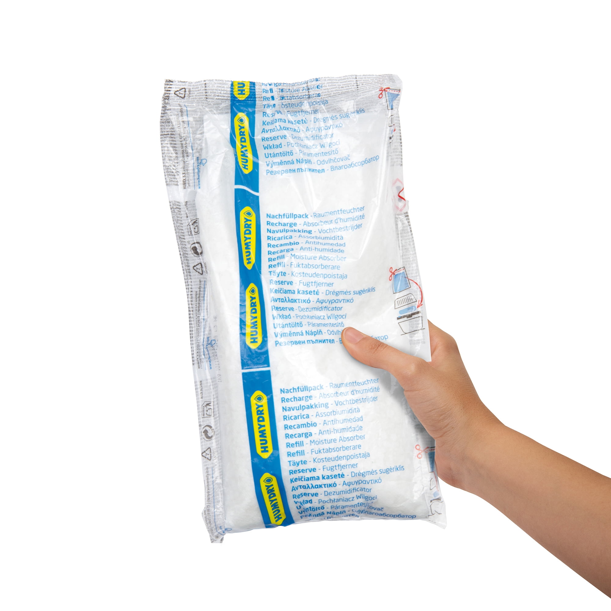 HUMYDRY Moisture Absorber Refills for 35.3 Oz Dehumidifier Device, Pack of 3 Unscented Humidity Absorber Bags, Non Electric Refill Pouches For Basements Garages Offices RVs and Large Enclosed Spaces