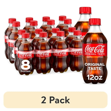 (2 pack) Coca-Cola Soda Pop Bottles, 12 fl oz, 8 Pack
