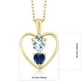 thumbnail image 2 of 18K Yellow Gold Plated Silver Sky Blue Aquamarine Blue Created Sapphire and White Diamond Pendant Necklace for Women (0.92 Cttw, Gemstone Birthstone, Heart 5MM and 4MM, with 18 inch Silver Chain), 2 of 3
