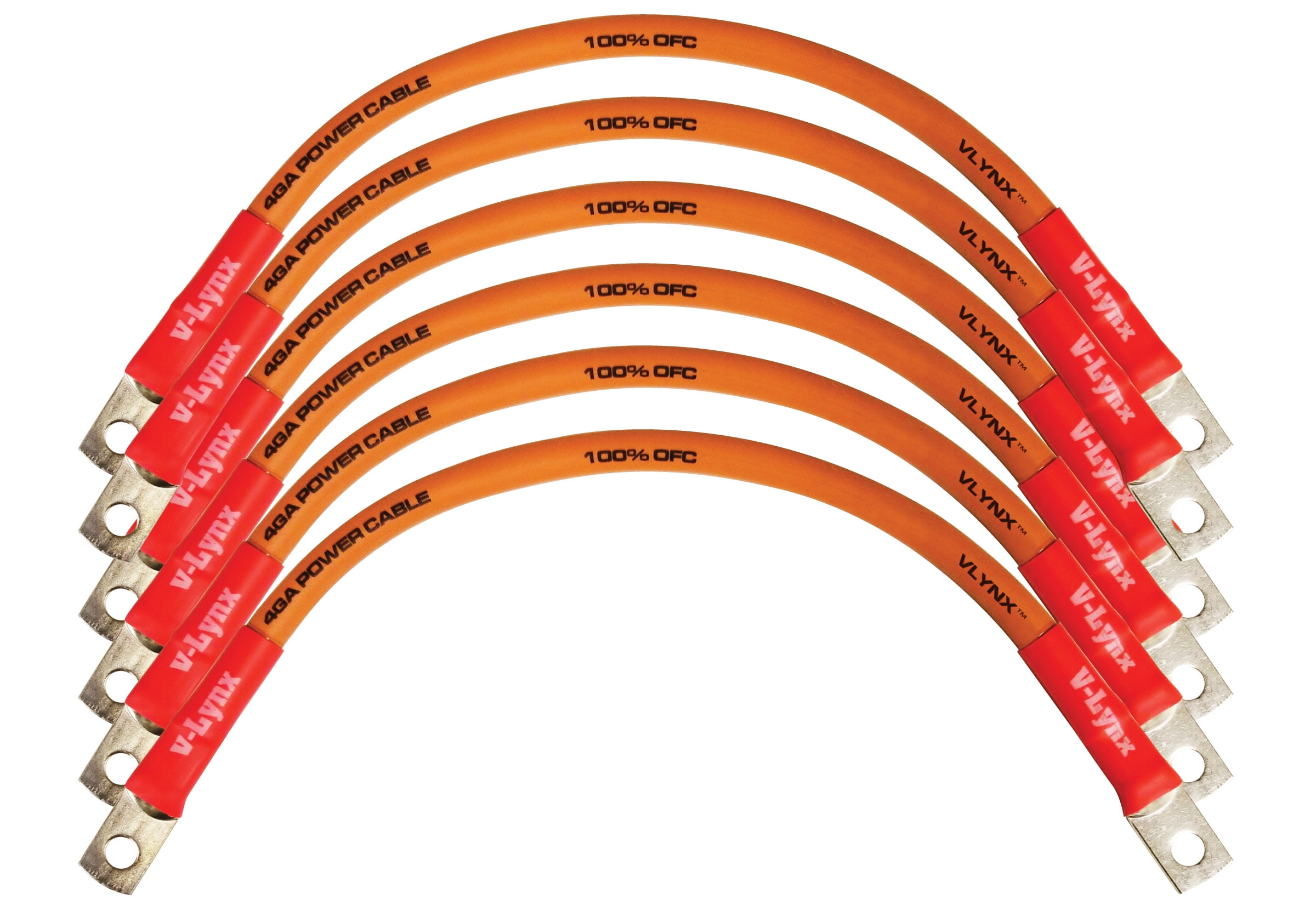 Pair of 4 Gauge AWG 100/%OFC Copper VLYNX Cables 4ga Wires