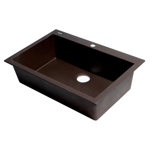 ALFI brand AB3020DI-C Chocolate 30" Drop-In Single Bowl Granite Composite Kitchen Sink