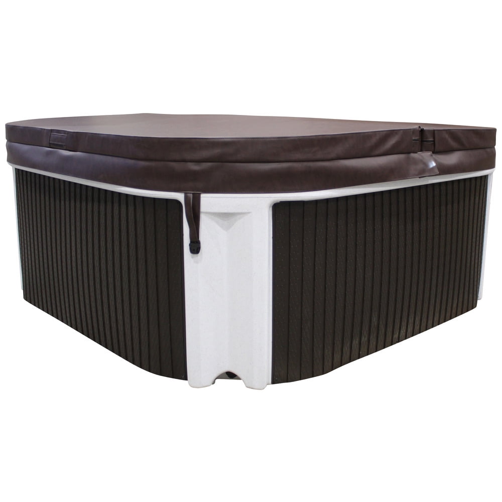 Spark 7‑Person 35‑Jet Plug & Play Hot Tub – 120V/240V, Stainless Steel Heater, Ozone System, Waterfall & LED Lighting (White/Mocha)