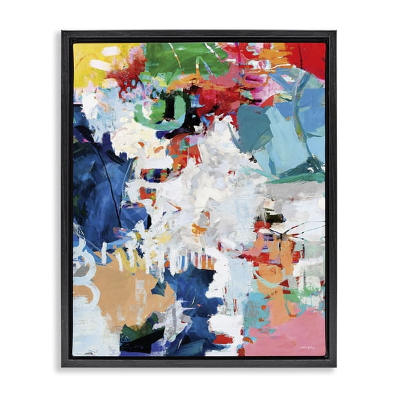Stupell Industries Contemporary Varied Expressive Collage Black Floating Frame Canvas Art, 17 x 21, by Amber Sterling