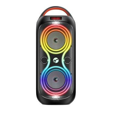 ABigDay Portable Bluetooth Speaker, FM 120dB DJ Speaker, Dual 4" Loud Stereo Sound, LED Flashing Lights, Wireless Speaker with Deep Bass, TWS, Rechargeable, Indoor Outdoor Speaker for Home Travel