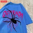thumbnail image 1 of T-Shirts Décontractés en Coton pour Femmes avec Impression de Toiles d'Araignées Criantes, Hauts Oversize à Col Rond, Manches Courtes Douces, Mode, Vêtements Féminins Bleus TTG, 1 of 6