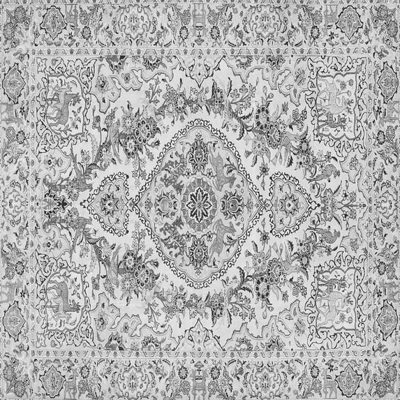 Ahgly Company Indoor Square Medallion Gray Traditional Area Rugs, 6' Square