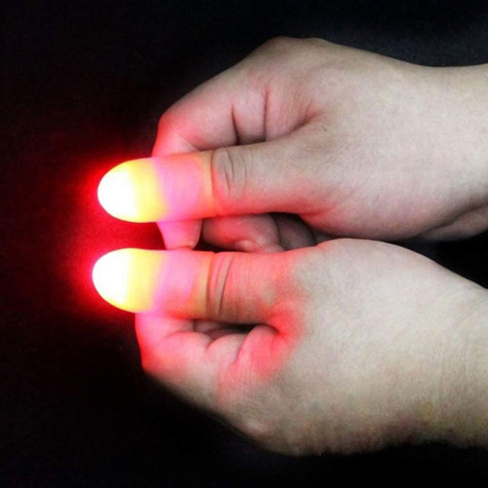 2pcs LED Flashing Finger Thumb Light Luminous Toys Magic Trick Props Party Kit 