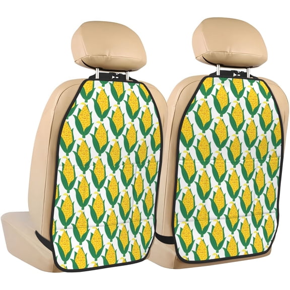 Xecao Corn Cob Pattern Car Seat Back Protector 2 Pack Large Capacity Pocket, Kick Mats Back Seat Protector