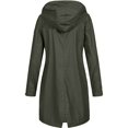 thumbnail image 2 of ELFINDEA womens tops Solid Rain Outdoor Plus Size Hooded Raincoat Windproof Long Jacket Coat Army Green L, 2 of 4