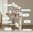 thumbnail image 2 of Cat Tree, Cat Tower for Indoor Cats, 43.3 inch Cat Tree Tower with Sturdy Steel Tube, Cat Hammock, Cat Condo for Small Cats and Kittens, Cat Scratching Post, Light Gray, 2 of 14