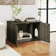 thumbnail image 4 of Costway Hidden Cat Litter Box Enclosure Furniture with Divider for Living Room Hallway, Oak, 4 of 11