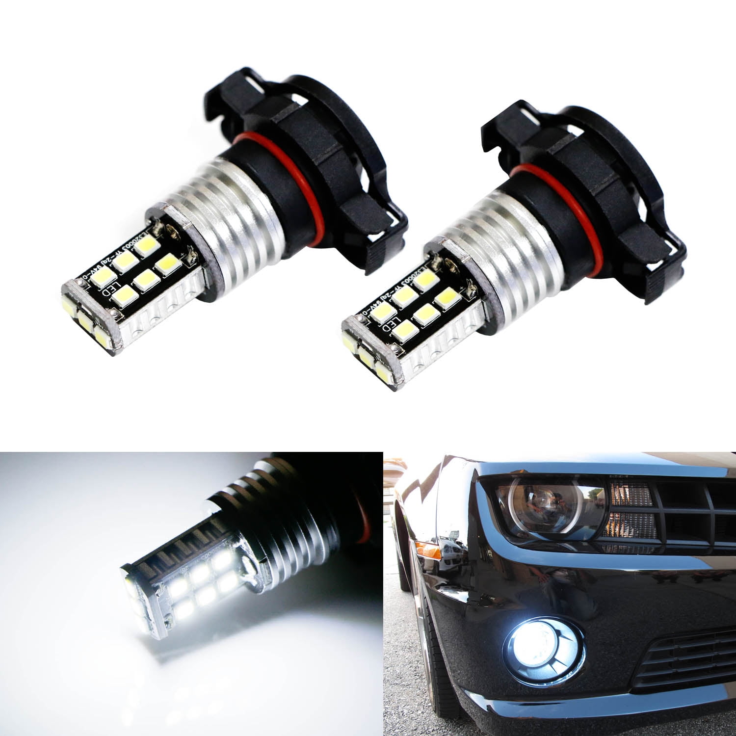 2x 6000K HID xenon white 68-SMD LED P13W bulbs driving fog lights lamps DRL