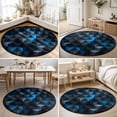 thumbnail image 4 of Round Rugs 4Ft, Blue Black Geometric Round Area Rug Washable Indoor Throw Carpet, Modern Abstract Cube Textured Soft Non Slip Circle Rug for Kitchen Nursery Room Home Decor Aesthetic, 4 of 8