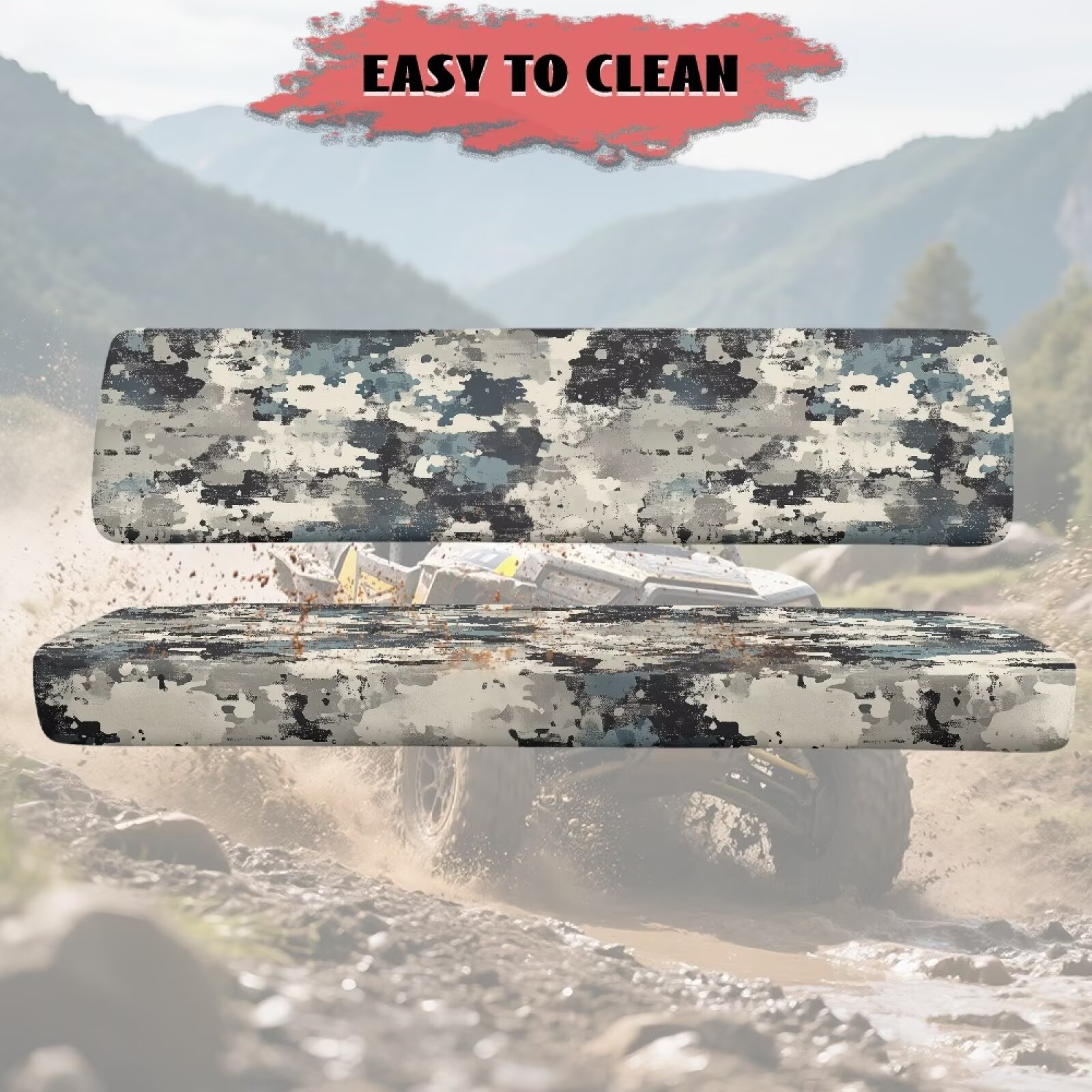 Yuyamidu Camo UTV Seat Covers Universal for Kawasaki Mule 3000 3010 3020 Scratch-Proof Heavy Duty UTV Seat Protective Covers for Bench Seats and Backrest 2 PCS