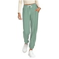 thumbnail image 2 of Levmjia Womens Joggers Pants Soft Striped Printed Drawstring Waist Pocket Casual For Home Workout Yoga Pajamas Comfortable Fit All Season Stylish Streetwear, 2 of 6