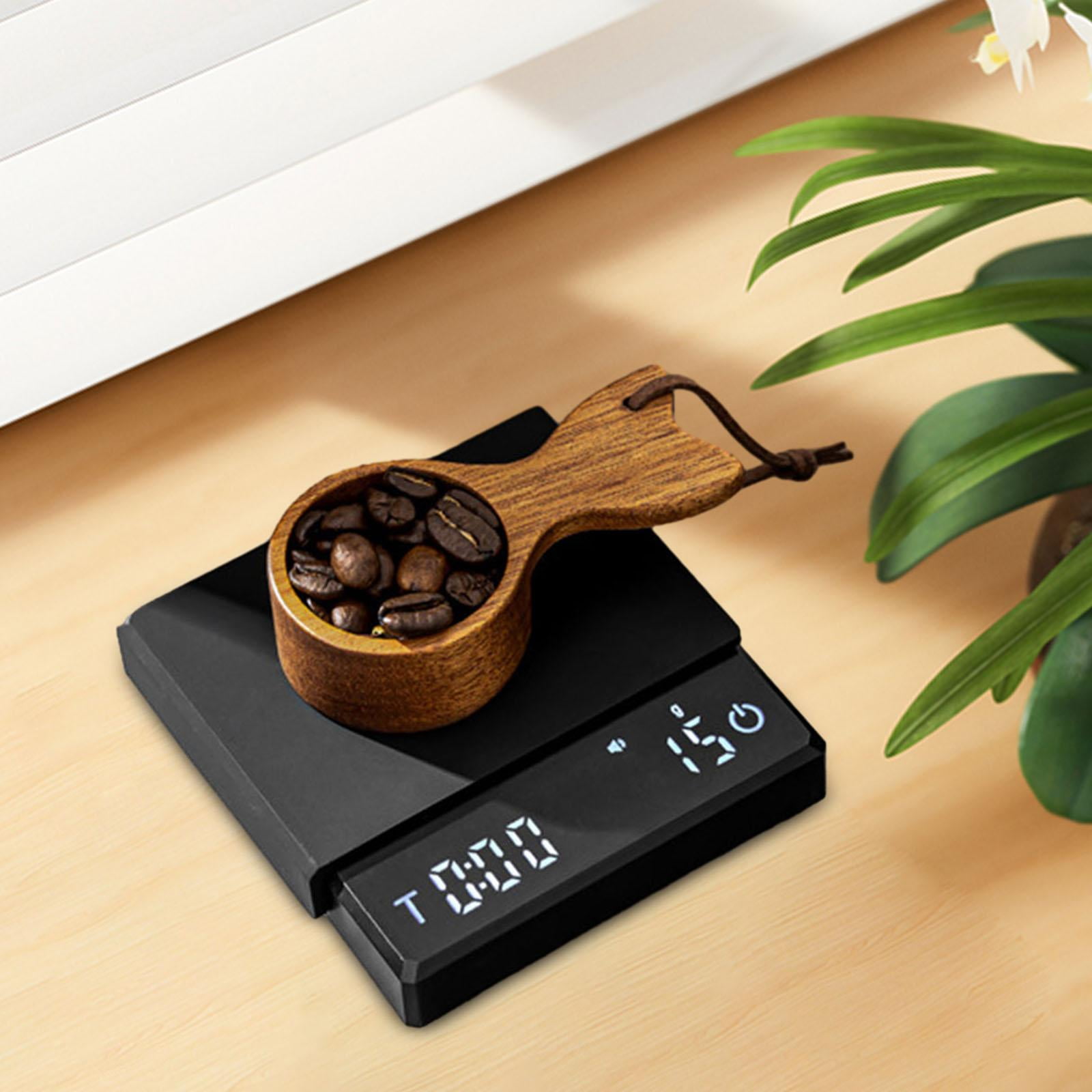 Fiocias Kitchen Coffee Scale Barista Tool USB Rechargeable Birthday Gifts Digital Coffee Black