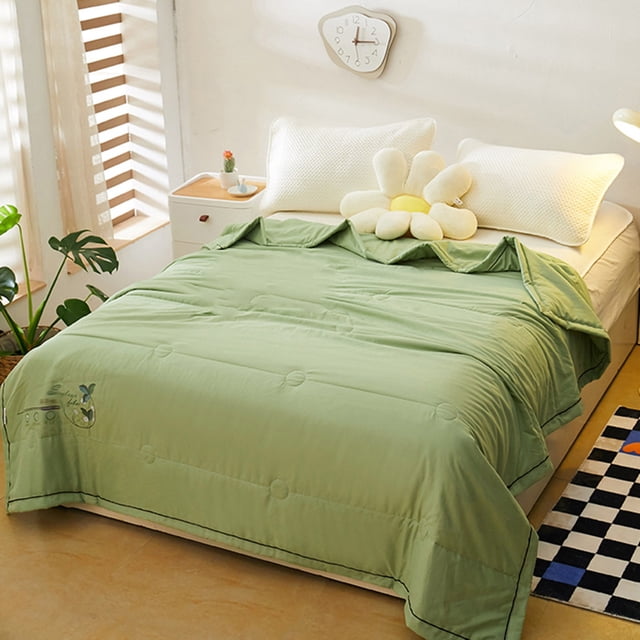 Suncoda Summer Quilt, Mint Summer Cooler Quilt Summer Quilt Double Sided Cold Effect Blanket Cooler Fiber Ice Blanket Lightweight Washable Thin Solid Color Quilt