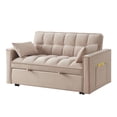 thumbnail image 3 of 4 In1 Loveseat Sofa Bed with Armrests & Storage Pockets, Multi-Function Tufted Pull-Out Sofa Bed with Adjustable Backrest and Pillows, Convertible Loveseat Sofa Couch (Brown), 3 of 11