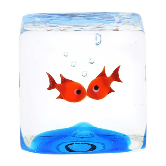GlassOfVenice Murano Glass Aquarium Cube With Goldfish